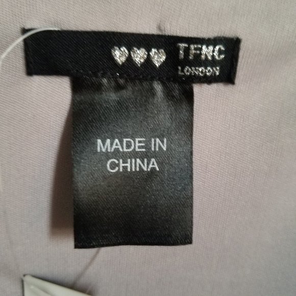 TFNC Tall bridesmaid satin long sleeve wrap front midi dress - Picture 4 of 5